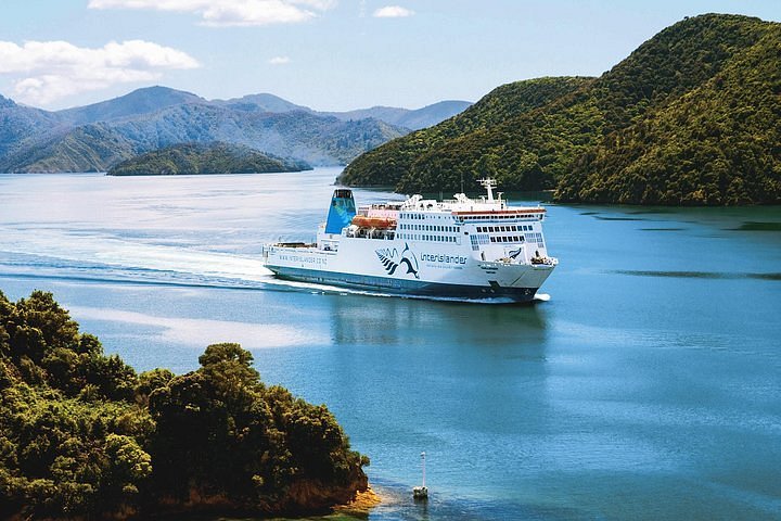 Interislander Ferry approaching Picton in the Marlborough Sounds