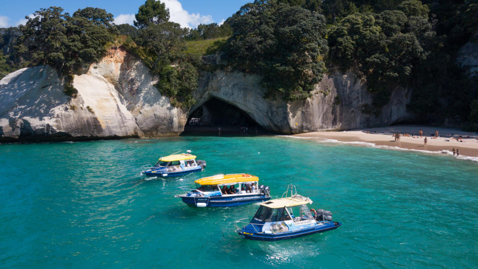 Boats in Cathedral Cove