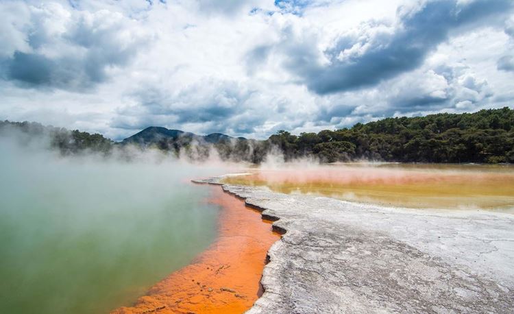 Geothermally heated pool near Rotorua, NZ