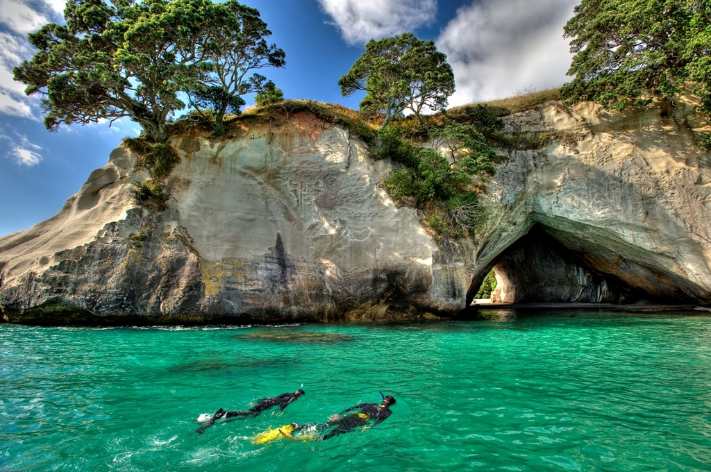 snorkelling Cathedral cove